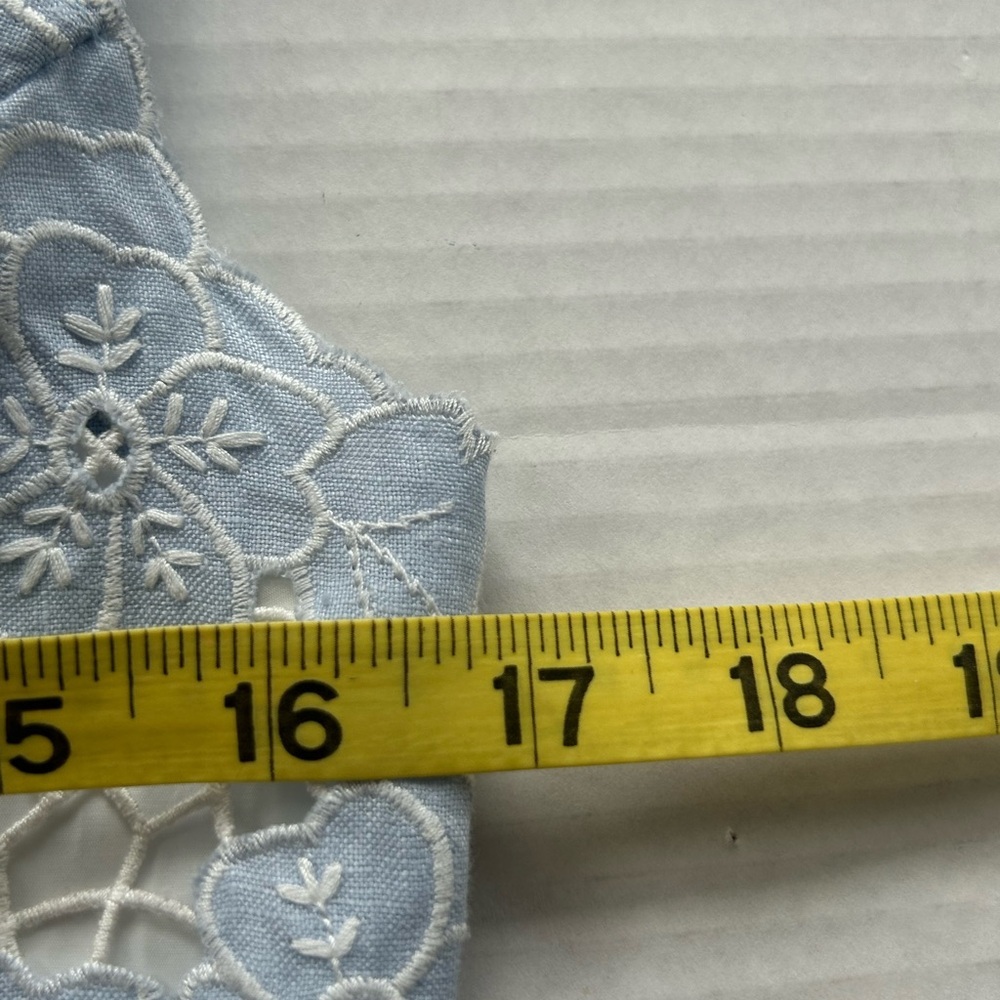 J. PETERMAN Elegant Lace Sleeveless 100% linen floral Light Blue Sz 2 - Picture 9 of 14